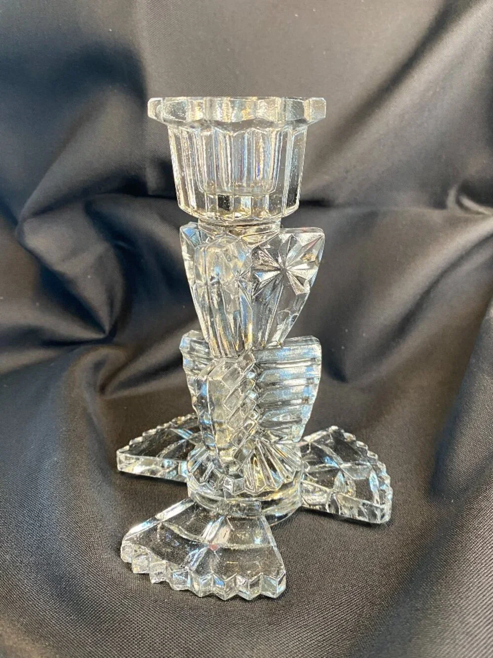 Bagley & Co 1930's Art Deco Glass Duchess (pattern no. 3103) Candlestick Holder